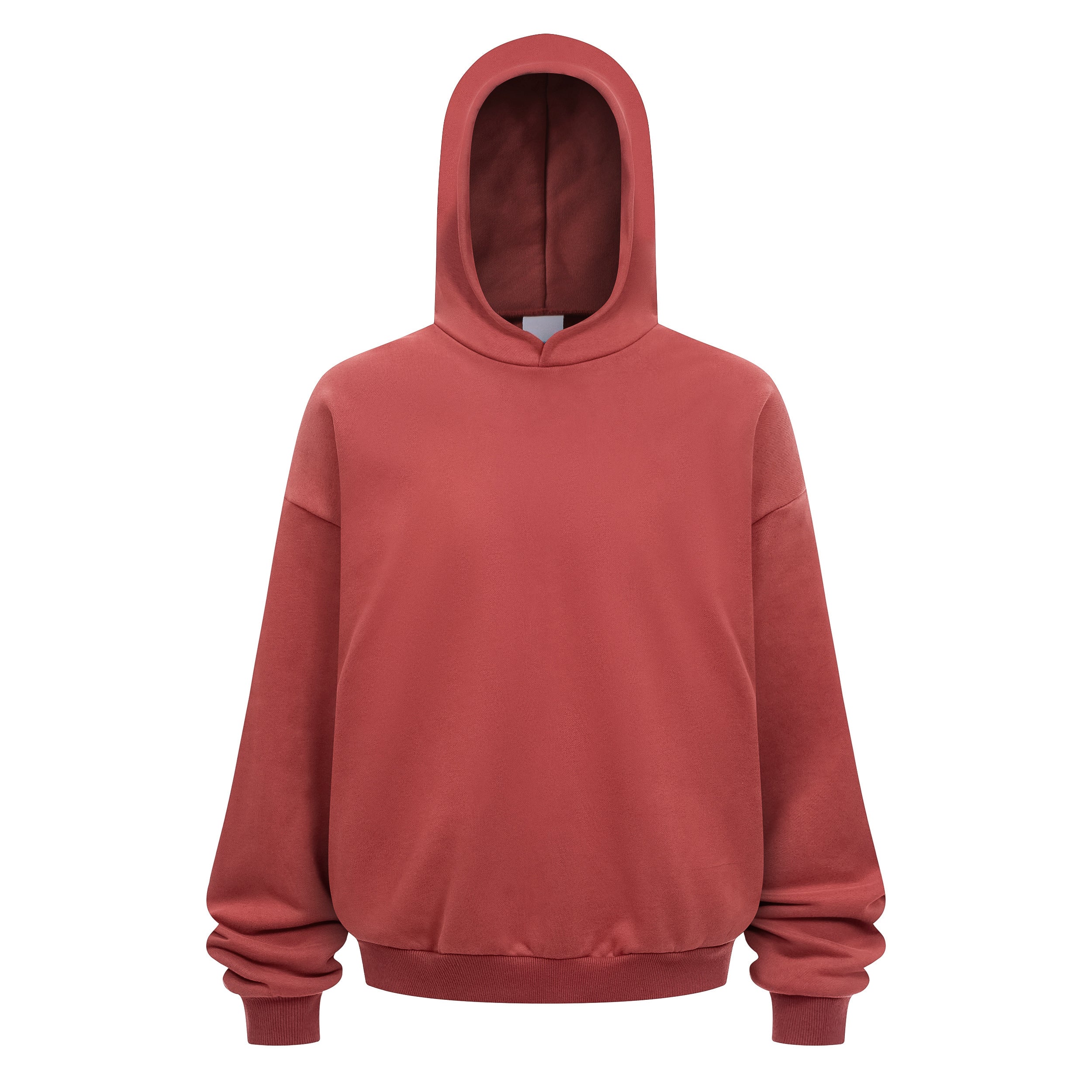 Solid color casual winter pullover hoodie fleece lined hidden pocket oversized basic design digital printing polyester/cotton