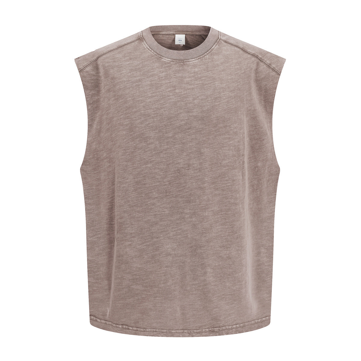 Vintage Washed Bamboo-rib Cotton Vest Raw-edge Sleeve Patched and Stud-embellished Design Chill Vibes Sleeveless T-shirt