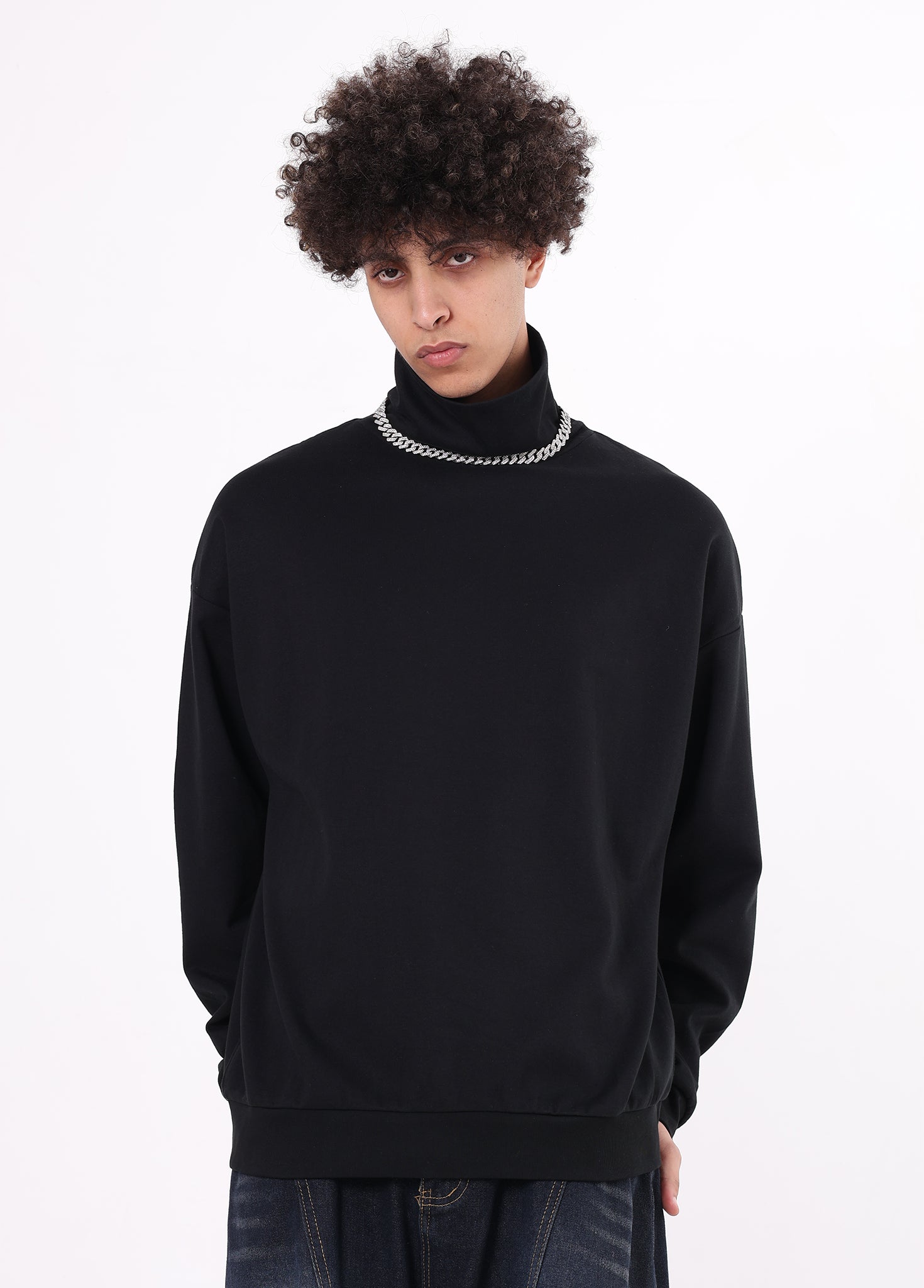 Double-Sided Turtleneck Long Sleeve Tee