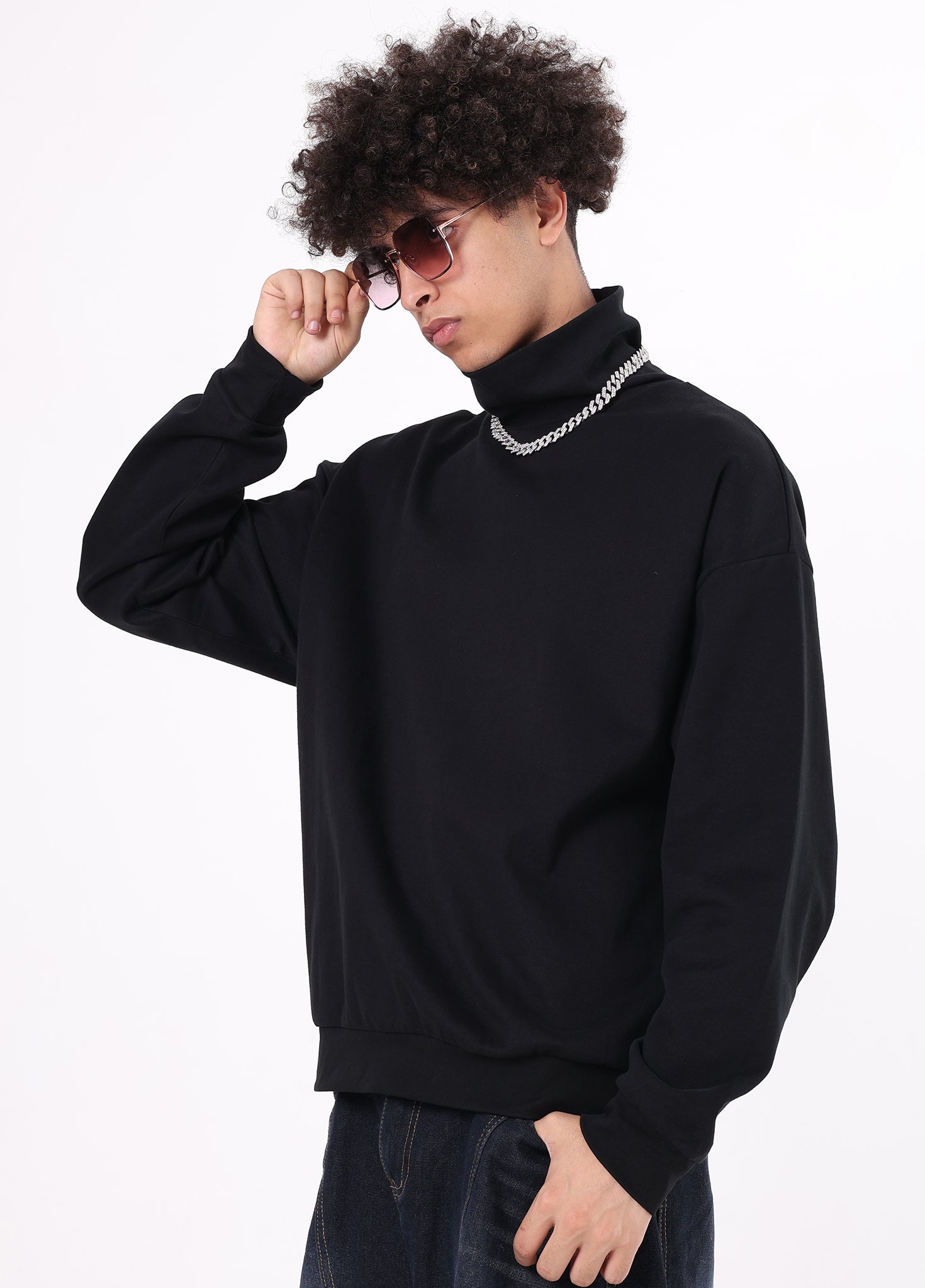 Double-Sided Turtleneck Long Sleeve Tee