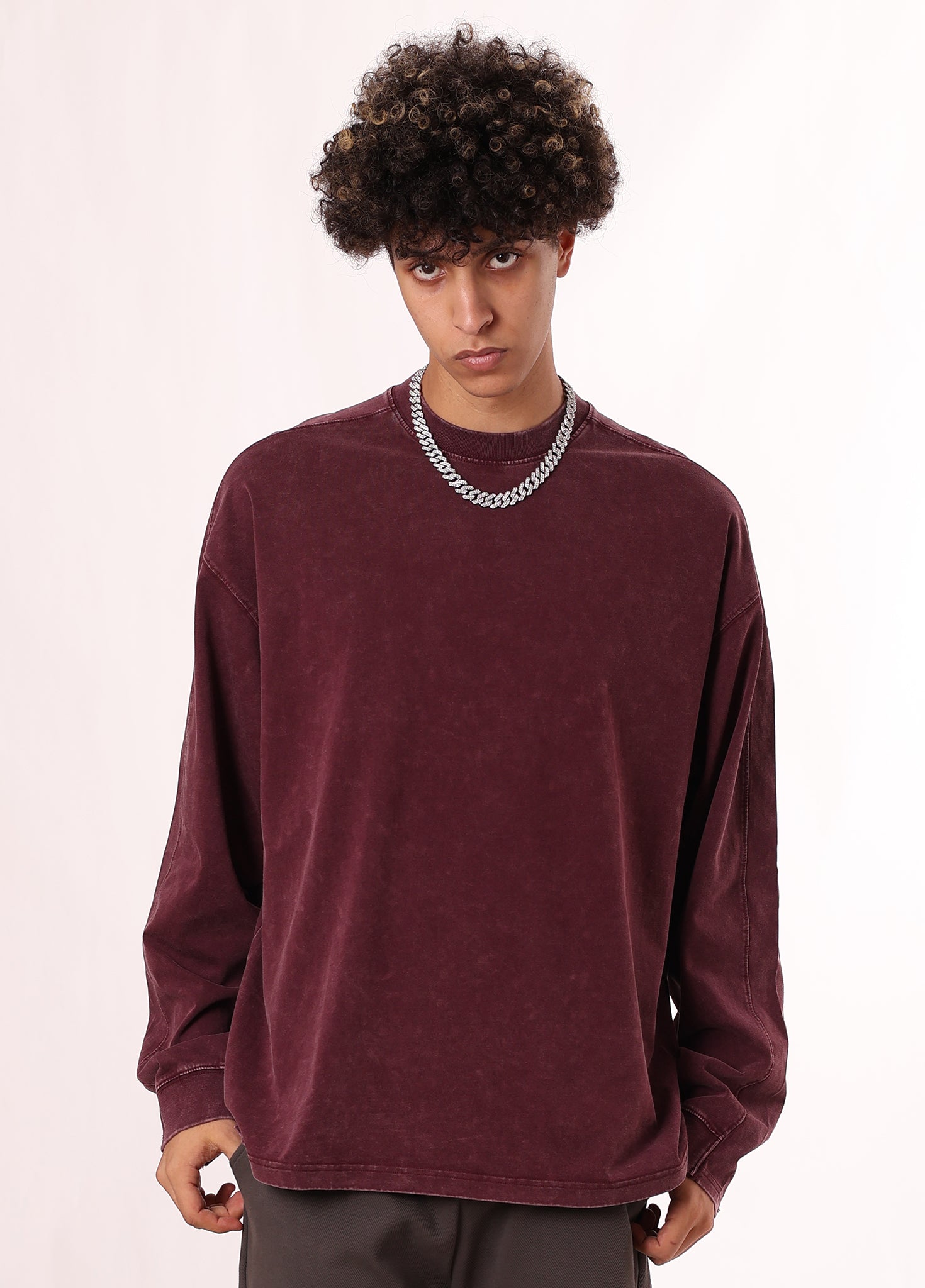 Grunge Style Batik Patchwork Long Sleeve Tee