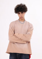 Rolled Raw Hem Long Sleeve Tee