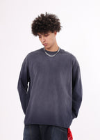 Rolled Raw Hem Long Sleeve Tee