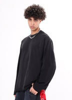 Rolled Raw Hem Long Sleeve Tee