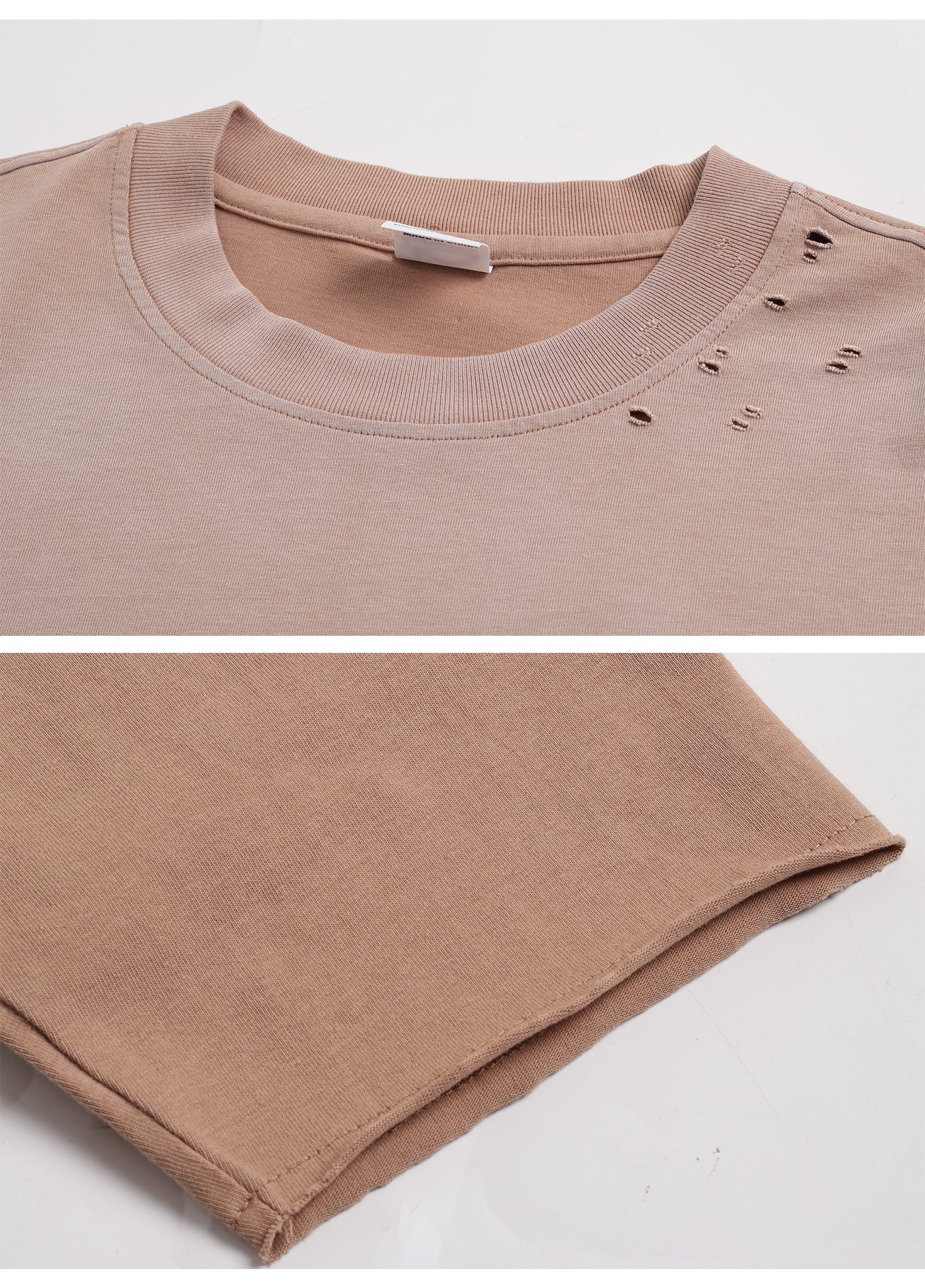 Rolled Raw Hem Long Sleeve Tee
