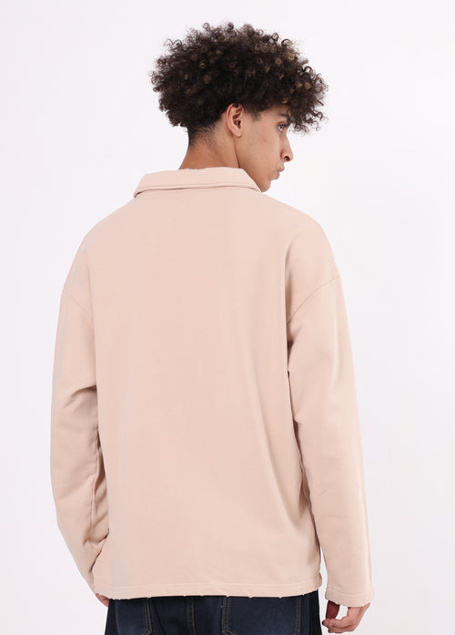 Collar Frayed Long Sleeve Tee