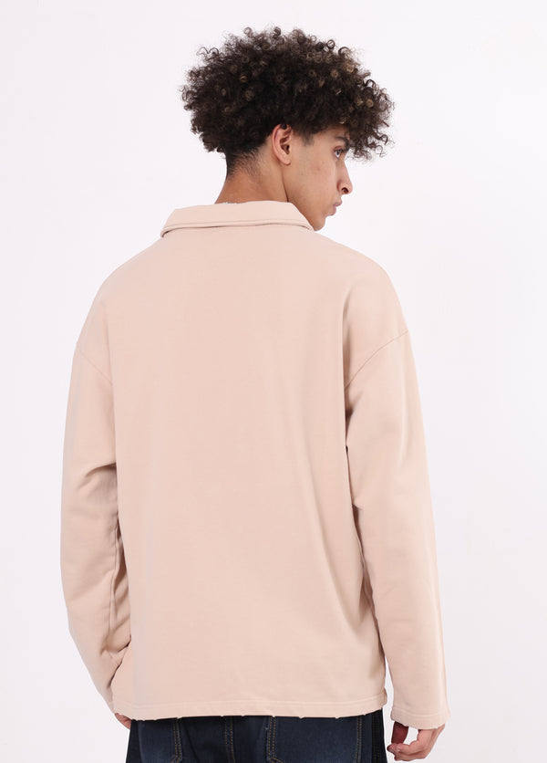 Collar Frayed Long Sleeve Tee