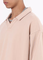 Collar Frayed Long Sleeve Tee