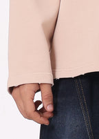 Collar Frayed Long Sleeve Tee