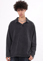 Collar Frayed Long Sleeve Tee