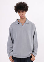 Collar Frayed Long Sleeve Tee