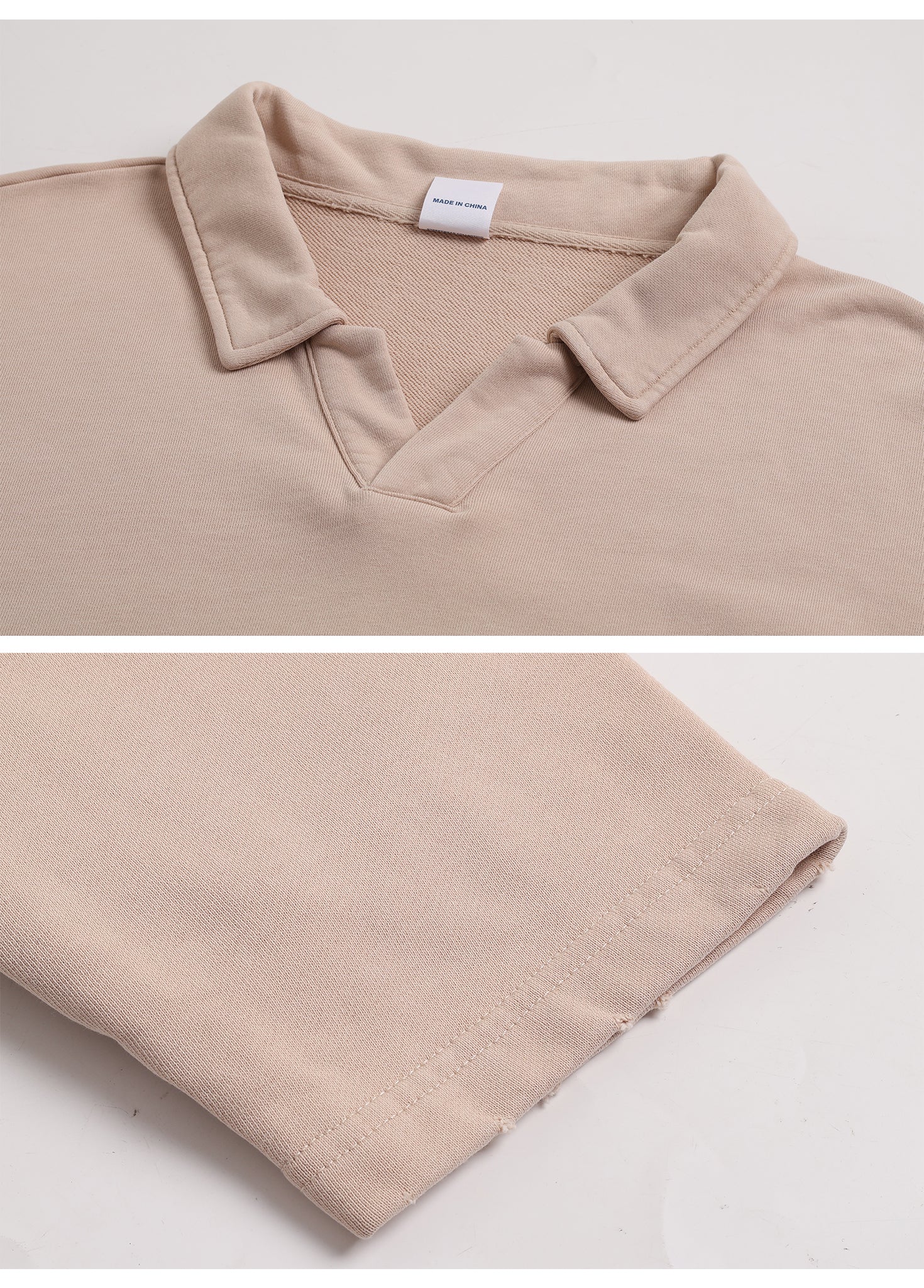 Collar Frayed Long Sleeve Tee