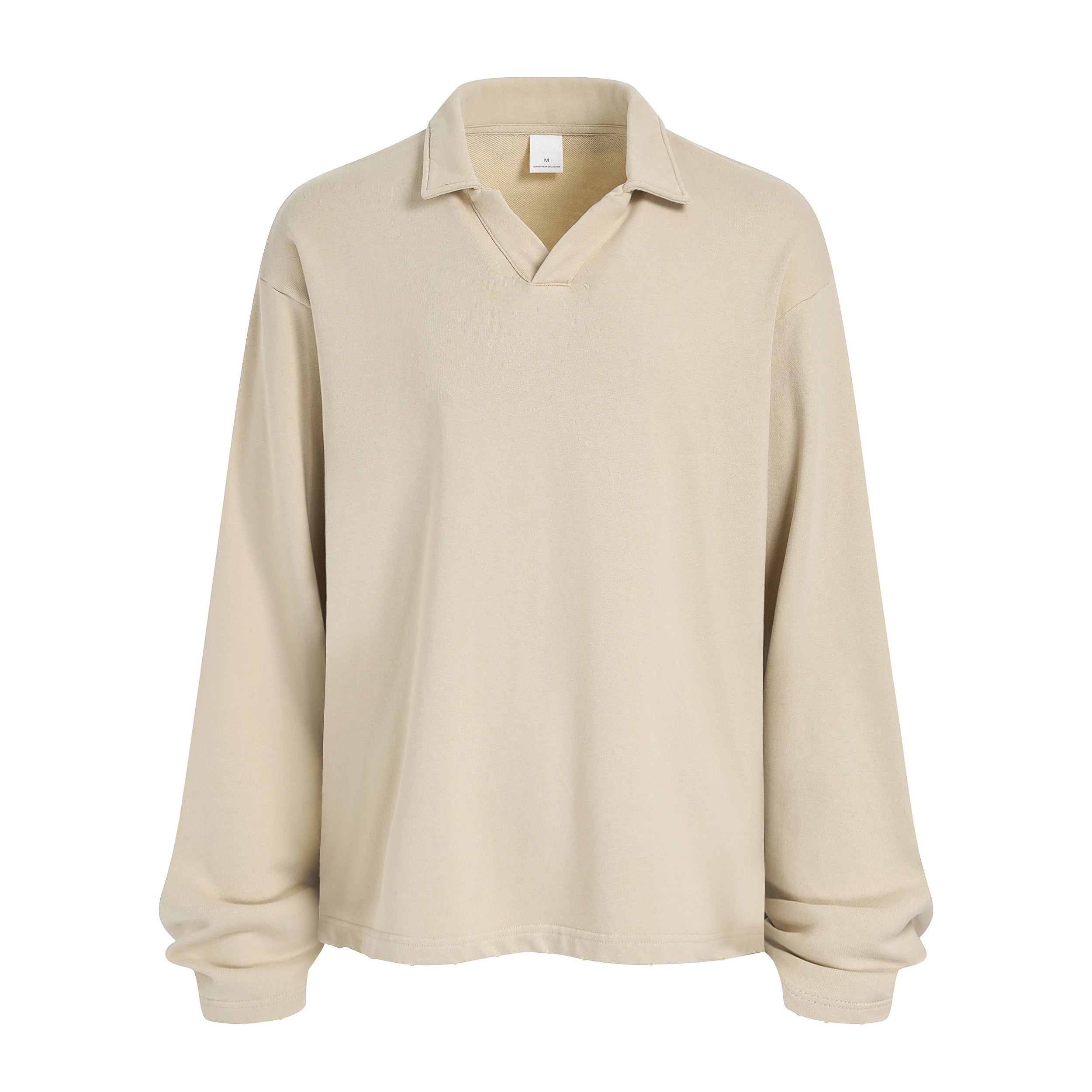 Collar Frayed Long Sleeve Tee