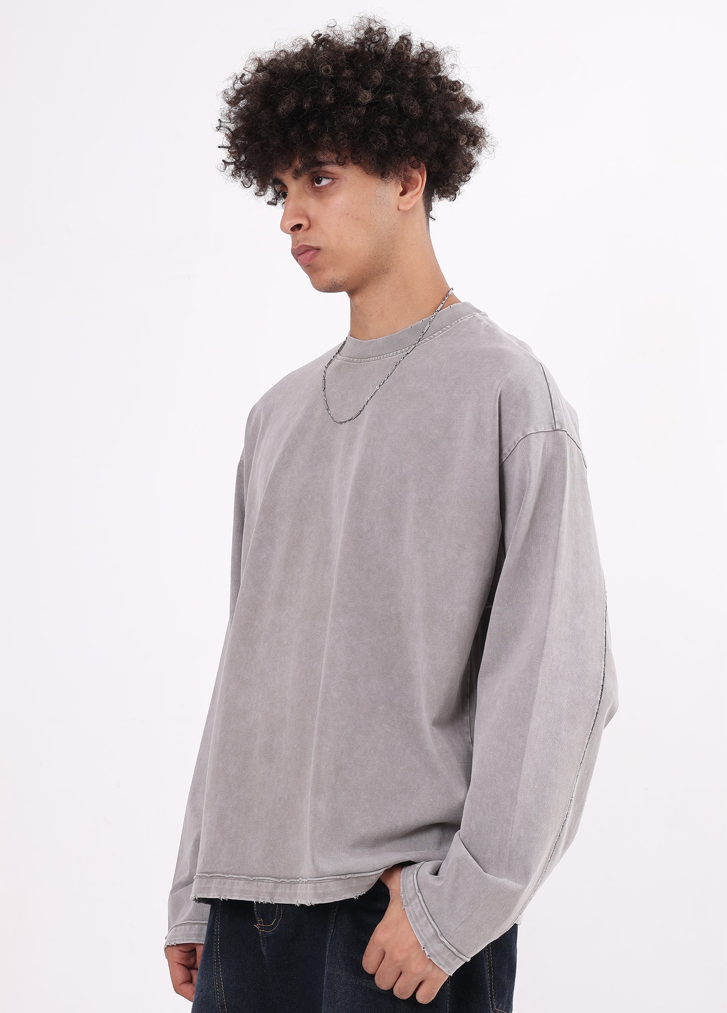 Contrast Stitching Spliced Long Sleeve Tee