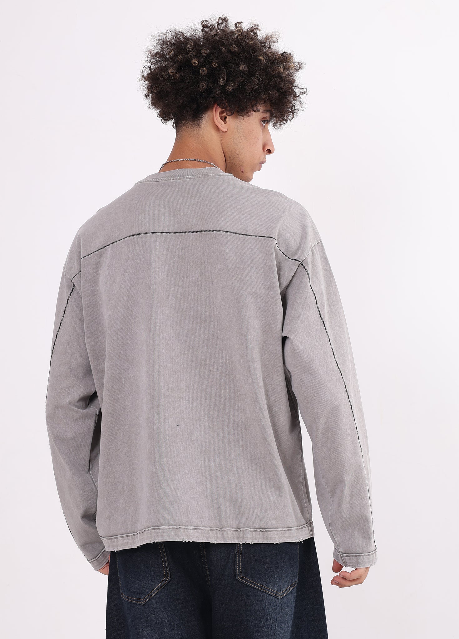 Contrast Stitching Spliced Long Sleeve Tee