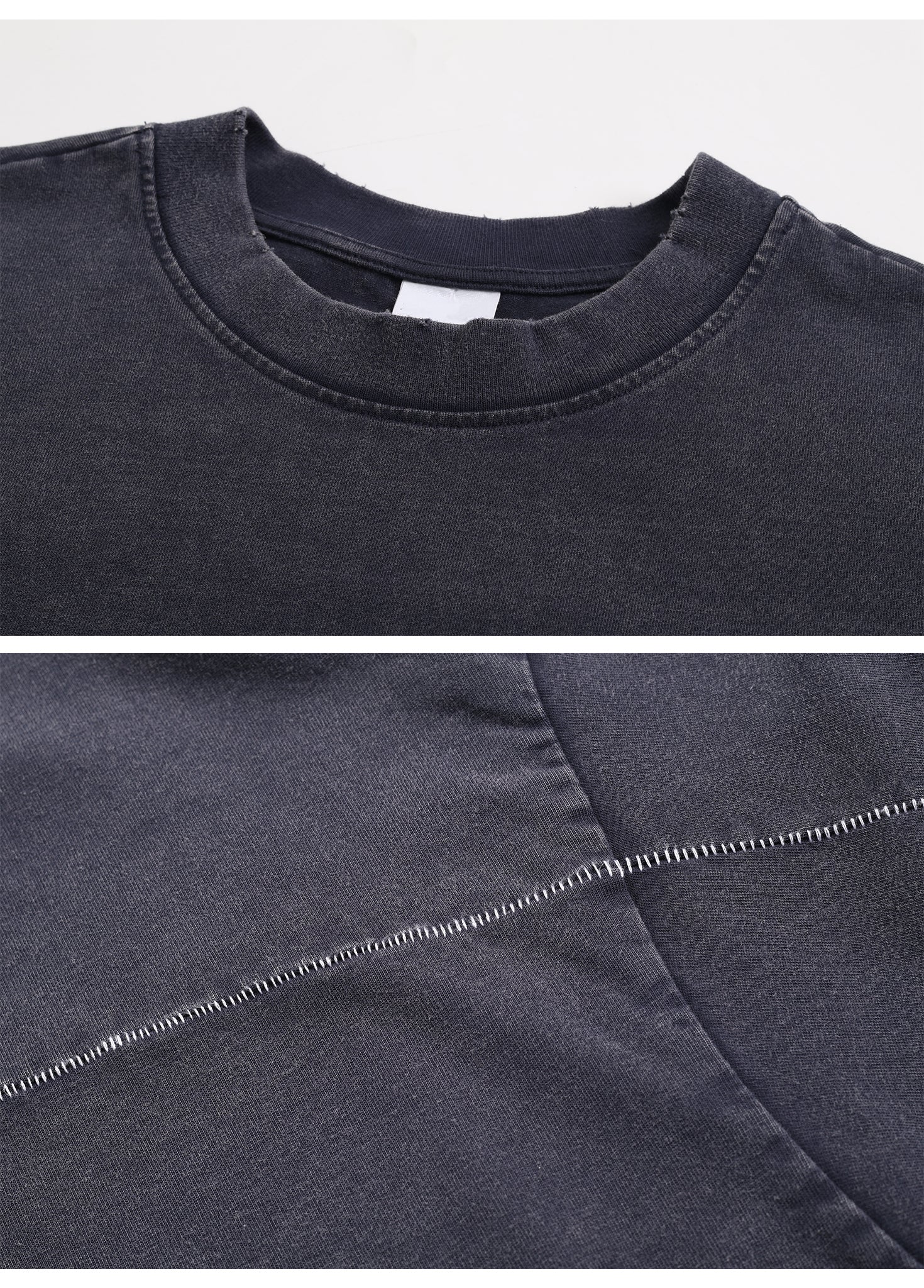 Contrast Stitching Spliced Long Sleeve Tee