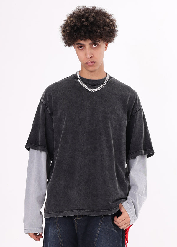Mock Two-Piece Long Sleeve Tee