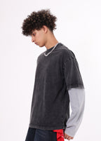Mock Two-Piece Long Sleeve Tee