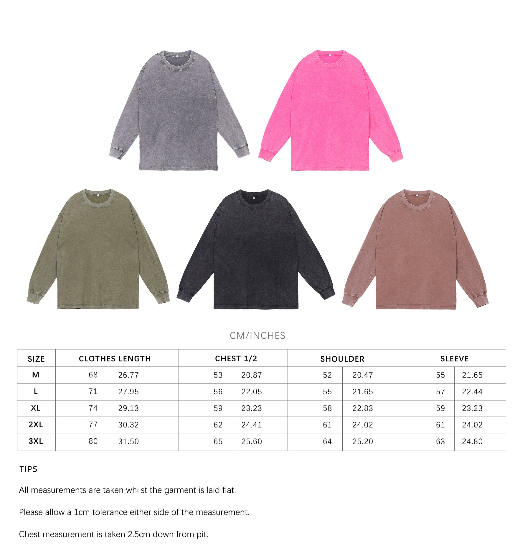100% cotton, 230g heavyweight vintage distressed washed drop shoulder long-sleeve oversized t-shirt