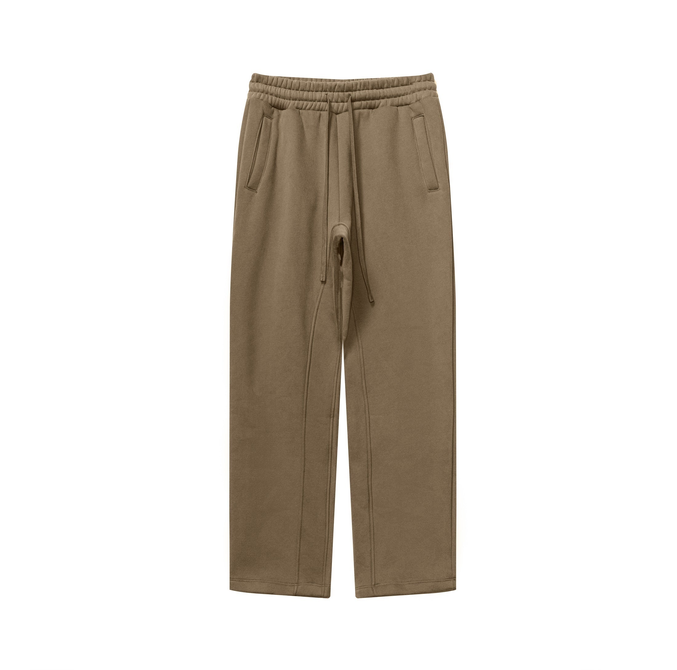 Men's 350GSM Hip Hop Casual Trousers Solid Loose Sports Pants Fleece Straight-Leg Pants Custom Printed Logo Pants