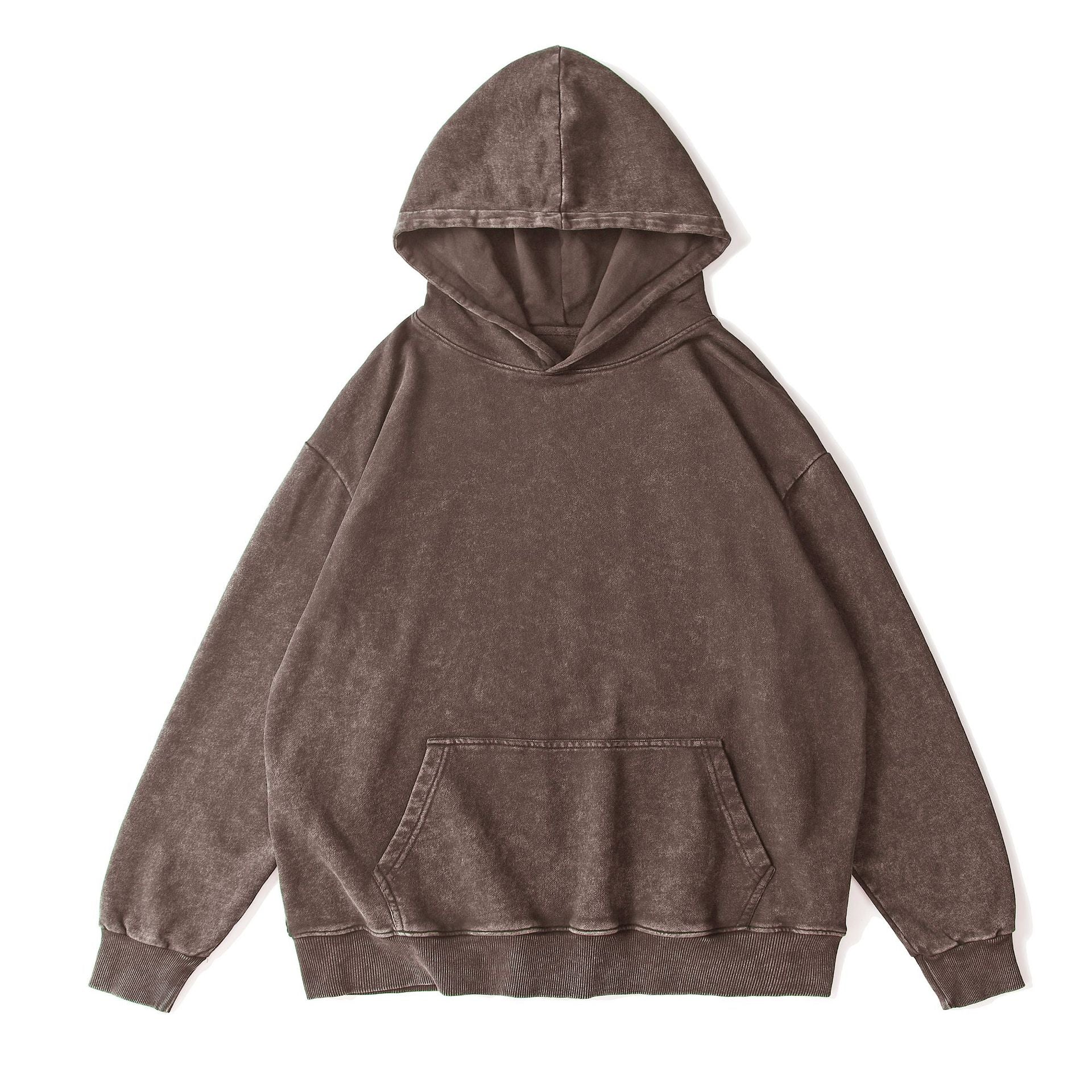 350GSM 80% Cotton Distressed Oversized Hooded Sweatshirt Drop-shoulder Sleeve Vintage Washed Looped Pile Hoodies
