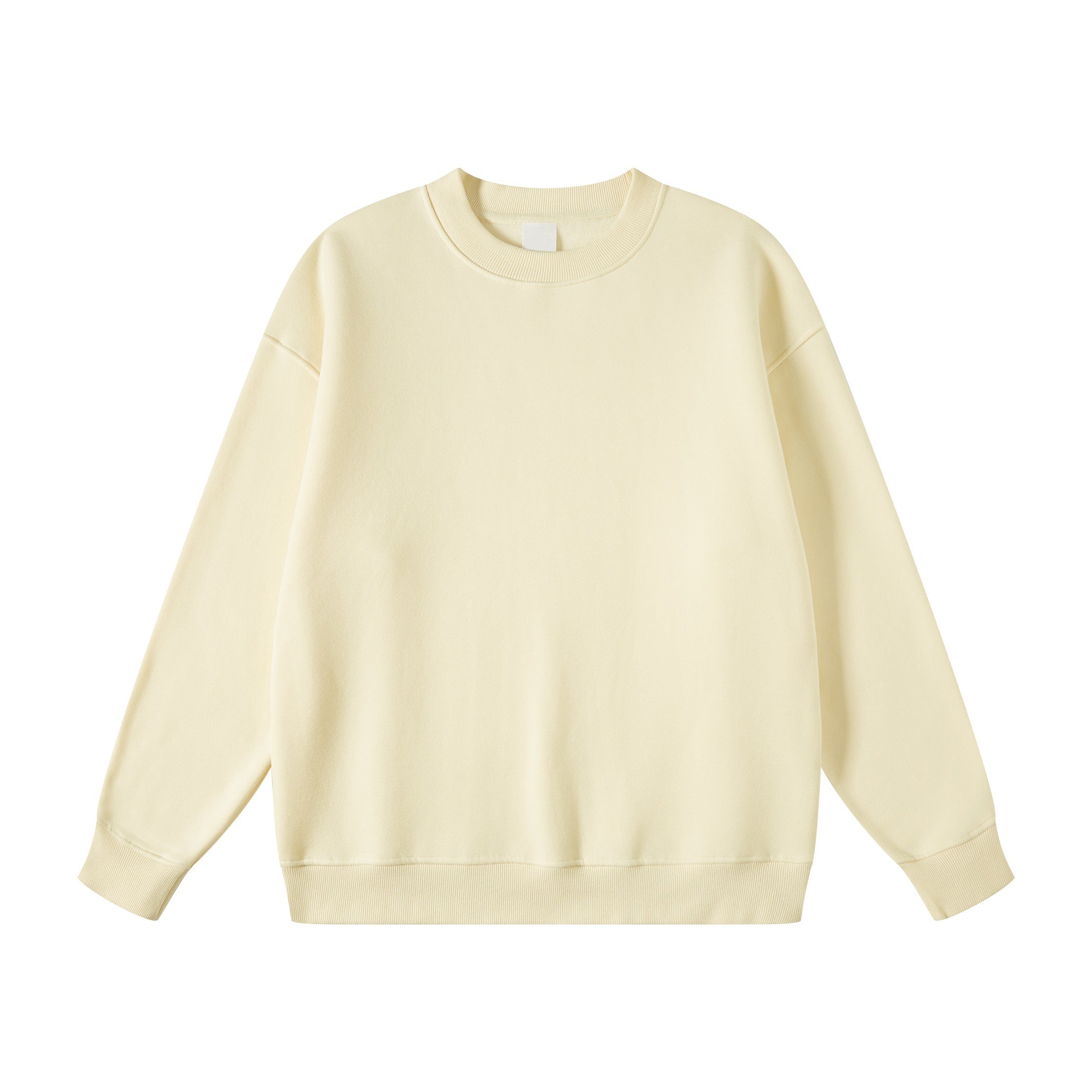 Custom Printing Logo Streetwear Polar Fleece Lined Crewneck Sweatshirt Solid Color Oversized Fit Sweatshirt