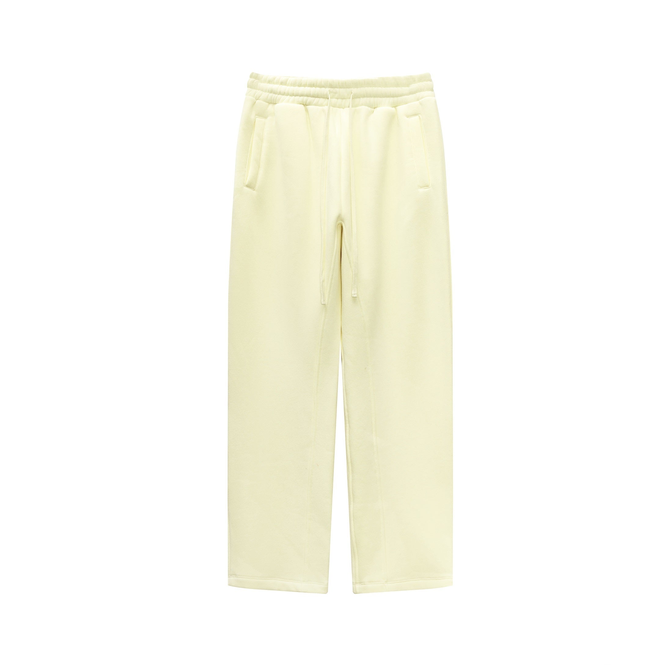 Men's 350GSM Hip Hop Casual Trousers Solid Loose Sports Pants Fleece Straight-Leg Pants Custom Printed Logo Pants