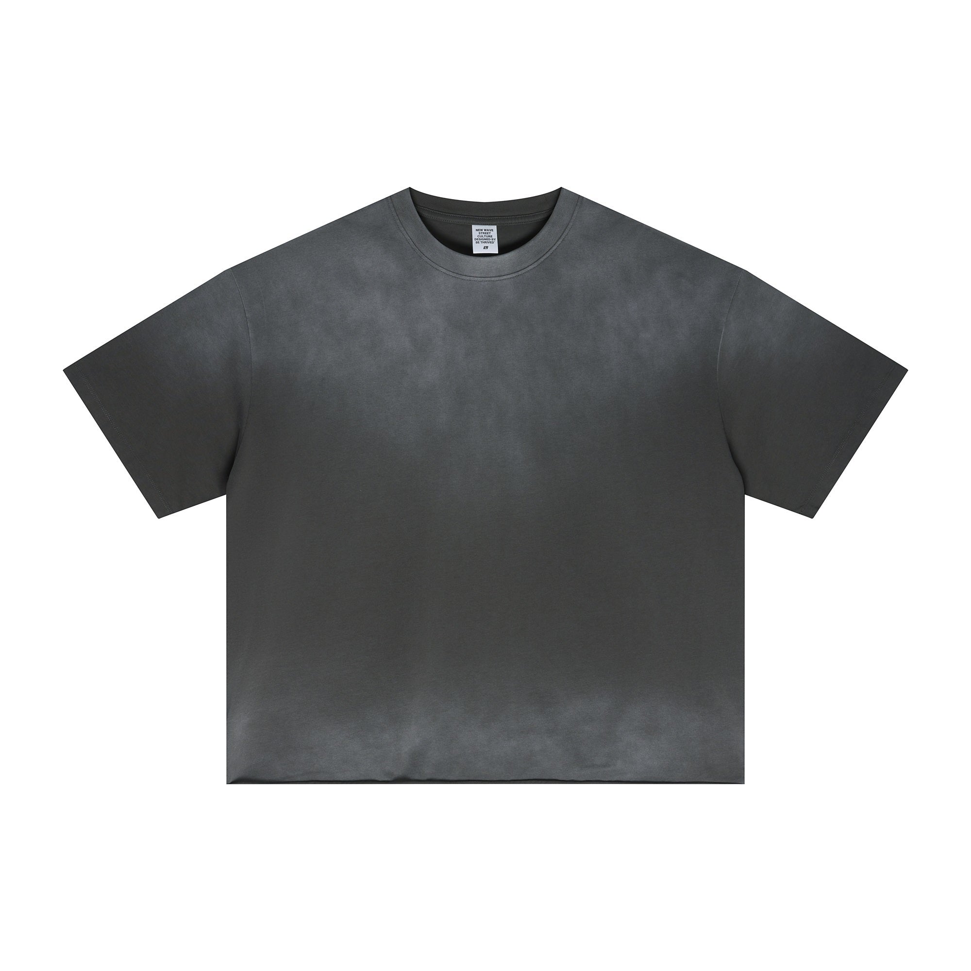 Men's Vintage Stone Wash Streetwear Boxy-Fit Spray-on Fading Distressed Edge Oversized Summer T-shirt