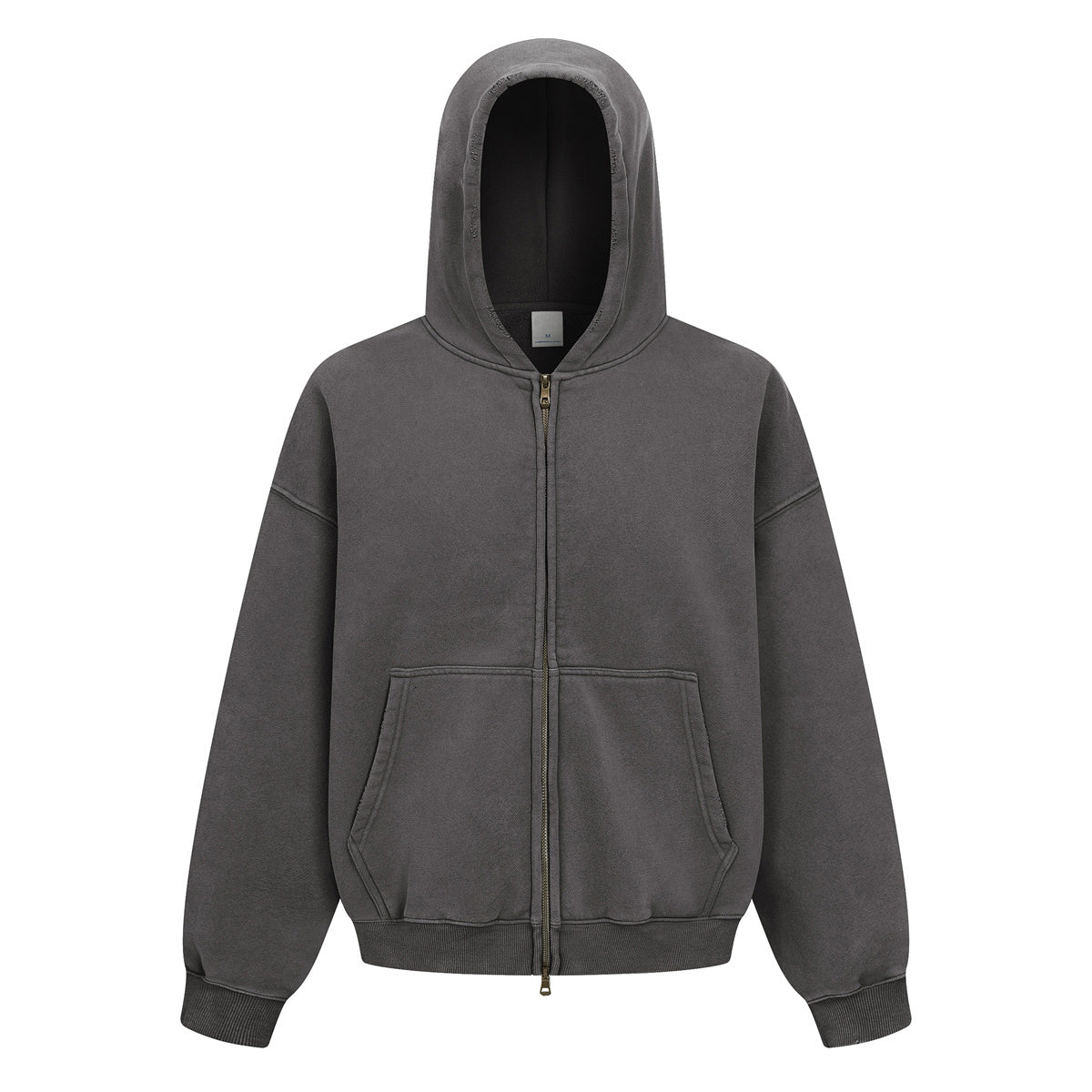 Custom Vintage Washed Hoodie Batik 370GSM Boxy Zipper-up Fleece Hoodie Men's Hooded Collar Coat for Winter