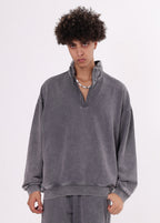 Half Zip Stand Collar Vintage Sweatshirt
