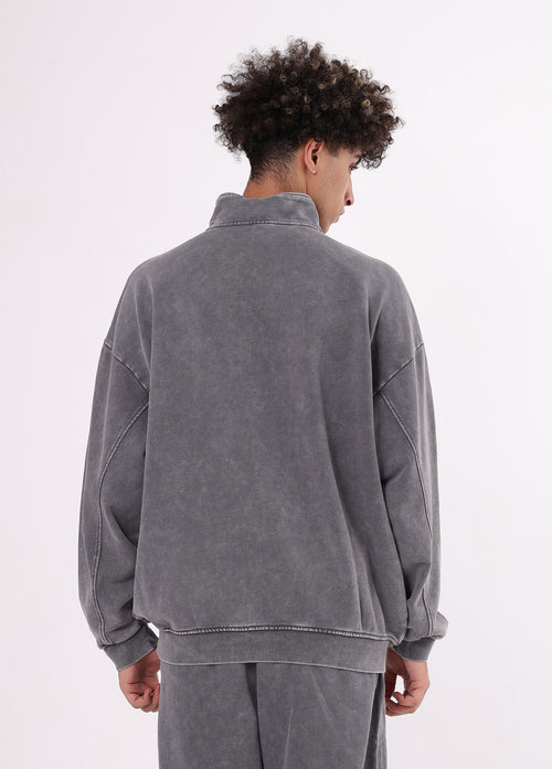 Half Zip Stand Collar Vintage Sweatshirt
