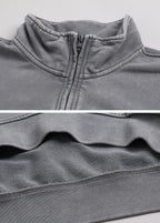 Half Zip Stand Collar Vintage Sweatshirt