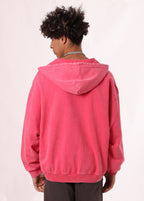 Vintage Washed Distressed Zip Up Hoodie
