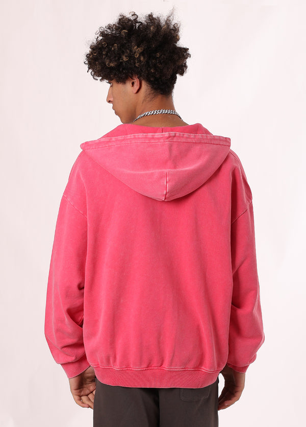 Vintage Washed Distressed Zip Up Hoodie