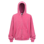 Vintage Washed Distressed Zip Up Hoodie