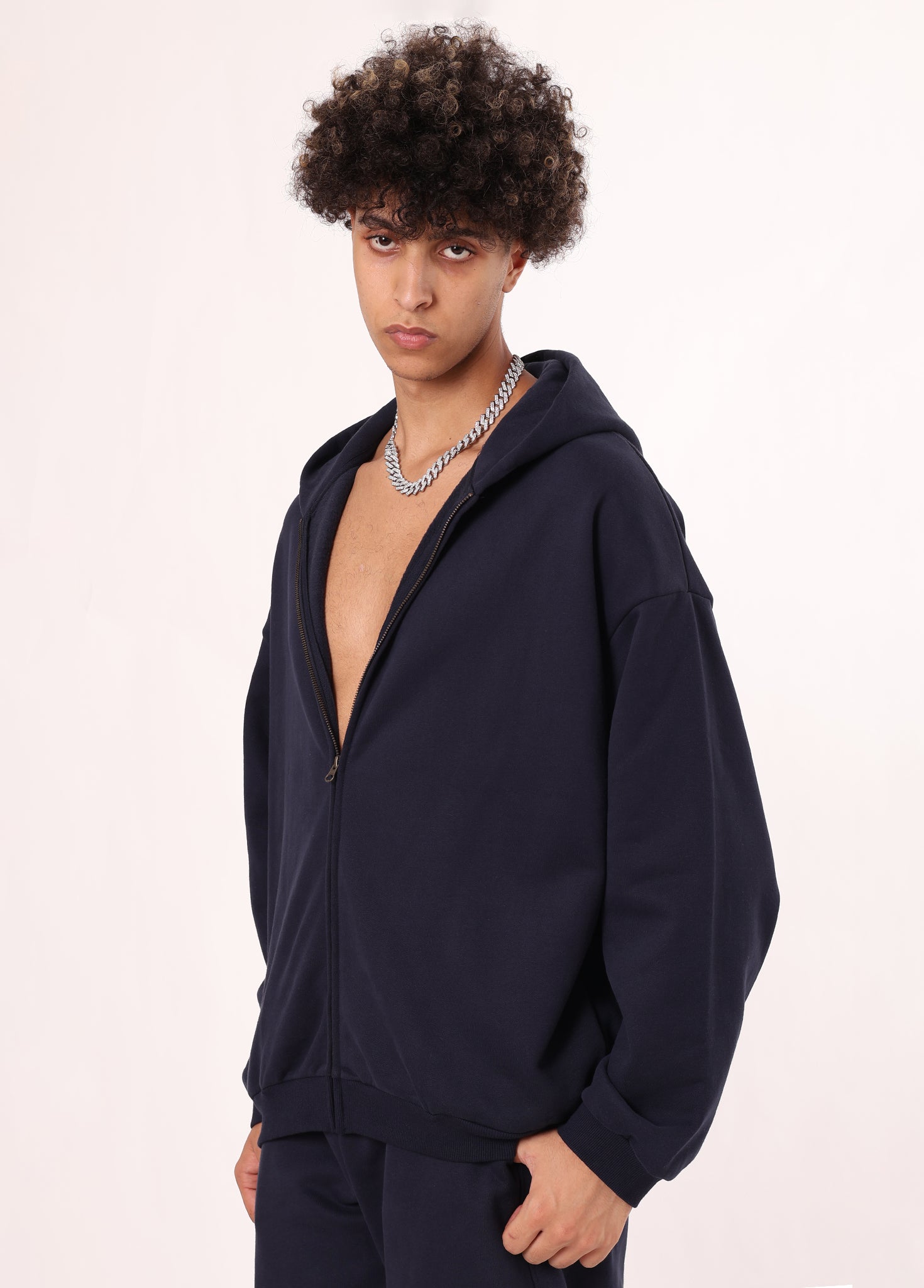 Thermal Side Pockets Zip Up Hoodie