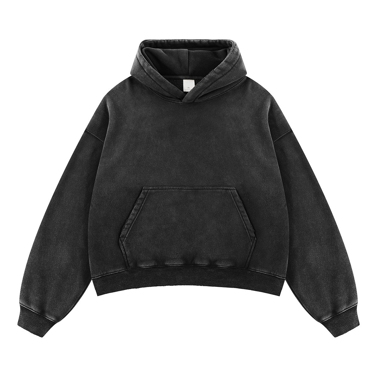 Boxy Cropped Slashed Distressed Hoodie