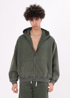 Cropped Boxy Fit Full Zip Hoodie