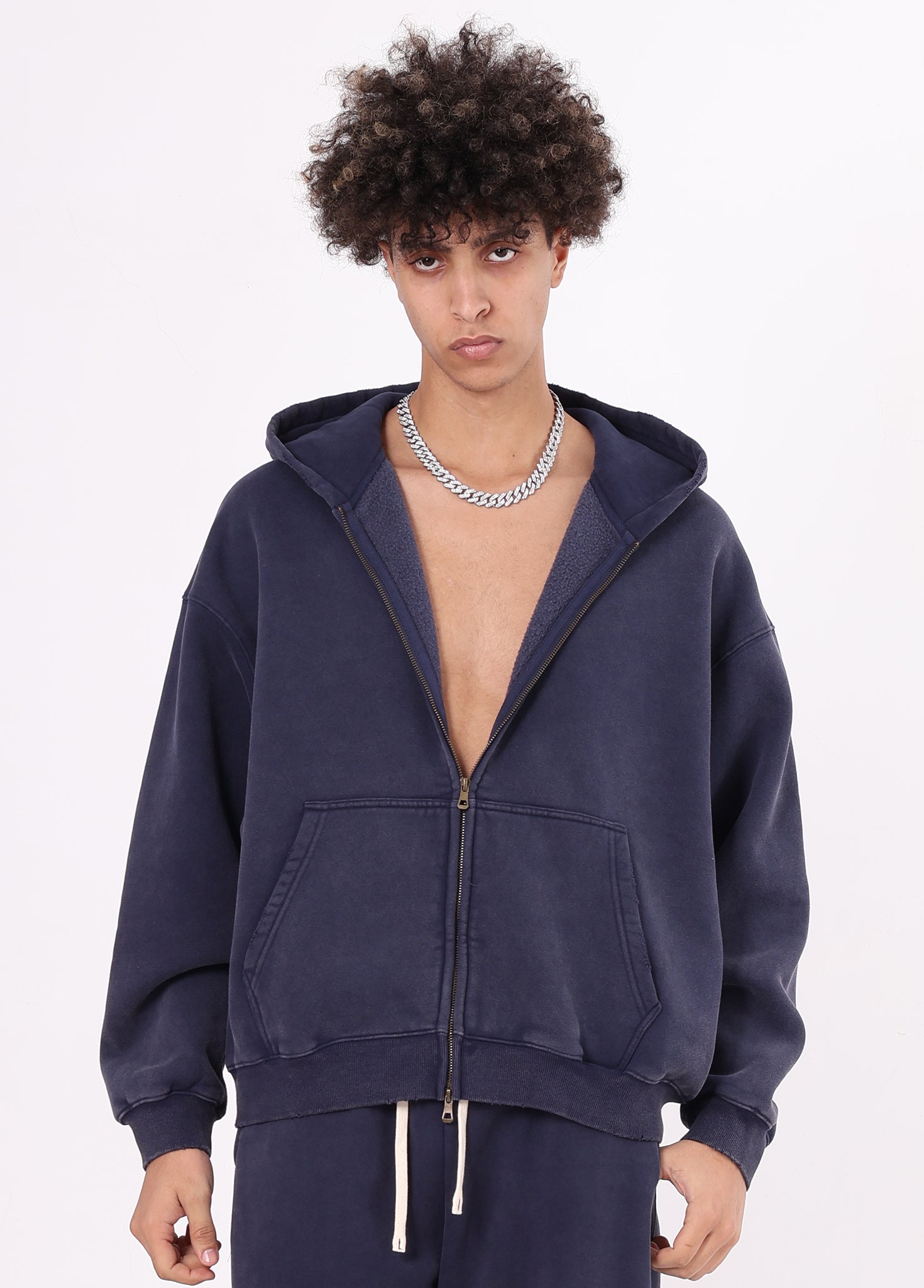 Cropped Boxy Fit Full Zip Hoodie