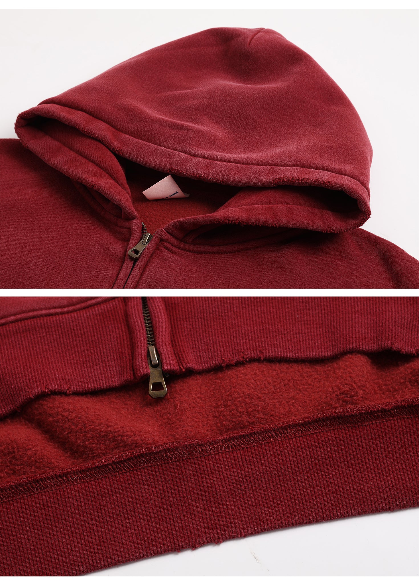 Cropped Boxy Fit Full Zip Hoodie