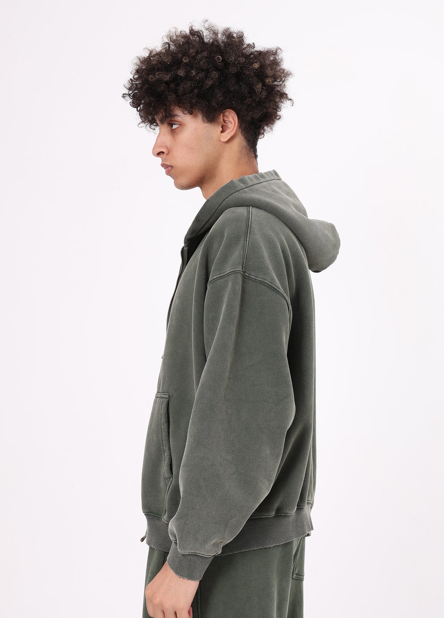 Cropped Boxy Fit Full Zip Hoodie