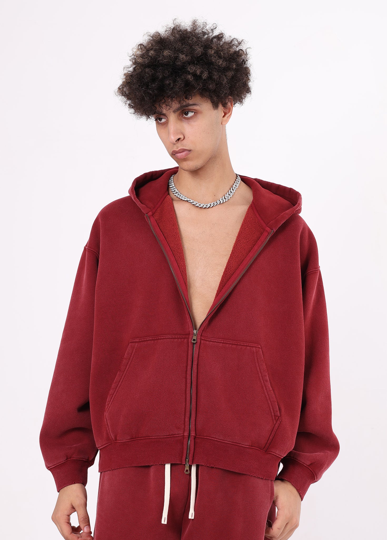 Cropped Boxy Fit Full Zip Hoodie