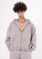 Cropped Boxy Fit Full Zip Hoodie