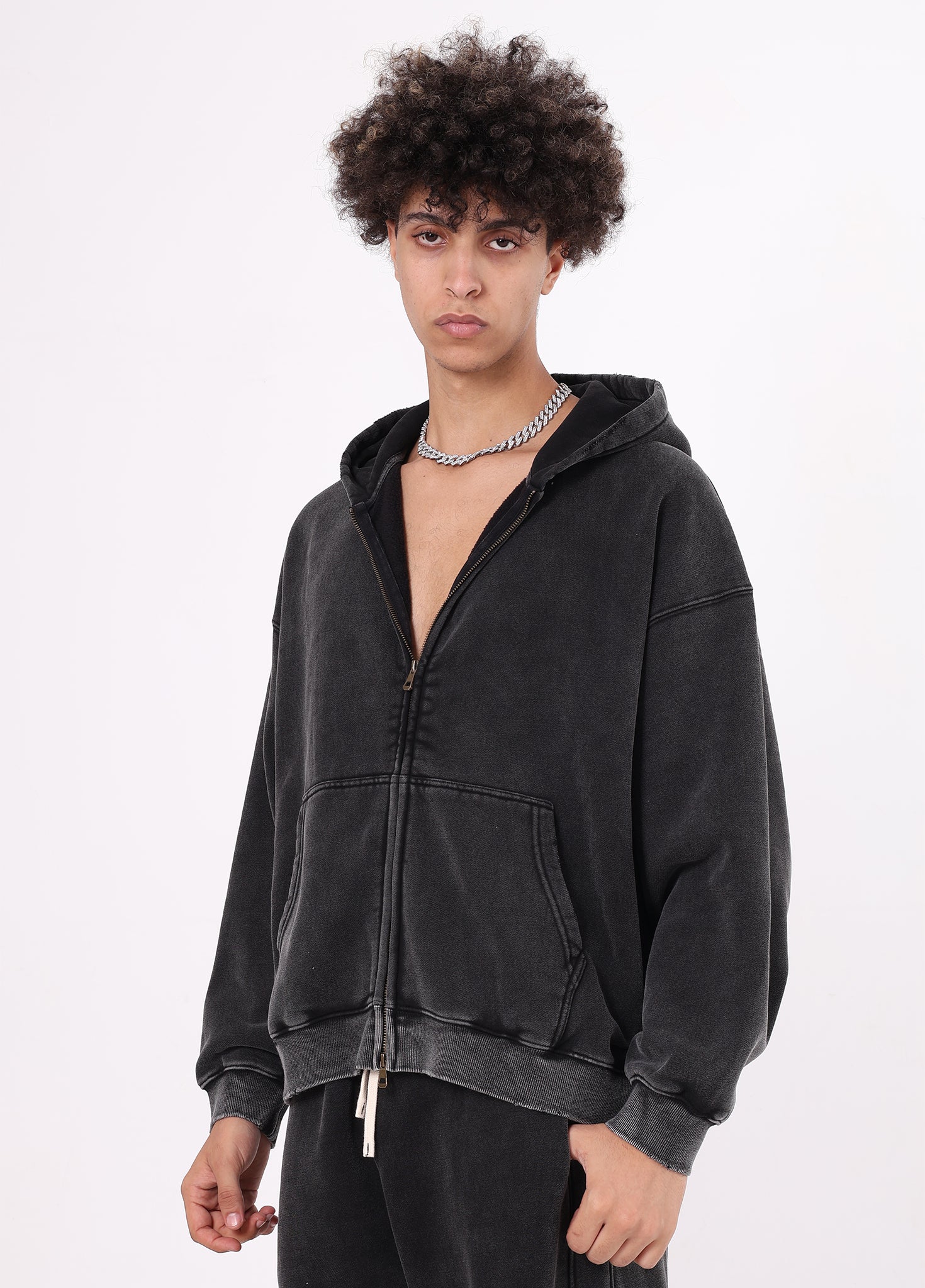 Cropped Boxy Fit Full Zip Hoodie