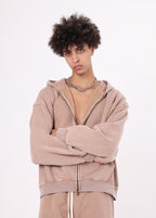 Cropped Boxy Fit Full Zip Hoodie