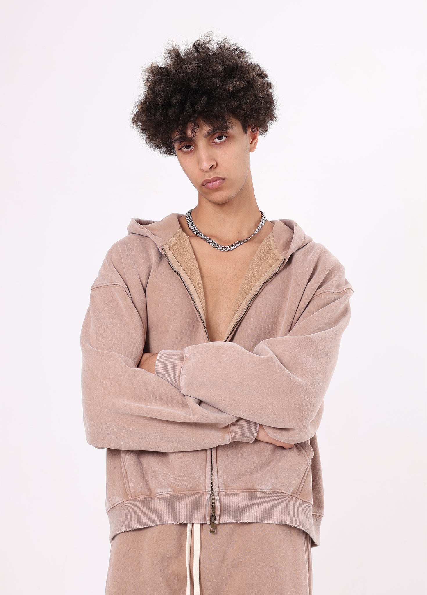Cropped Boxy Fit Full Zip Hoodie