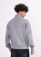 Stand Collar Spliced Sweat Jacket