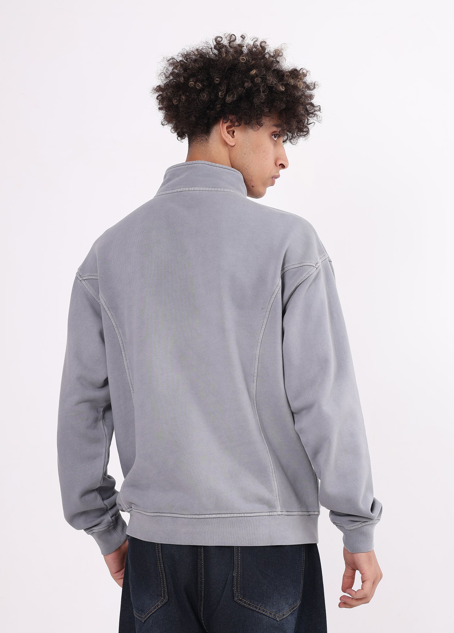 Stand Collar Spliced Sweat Jacket