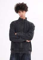 Stand Collar Spliced Sweat Jacket