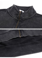 Stand Collar Spliced Sweat Jacket